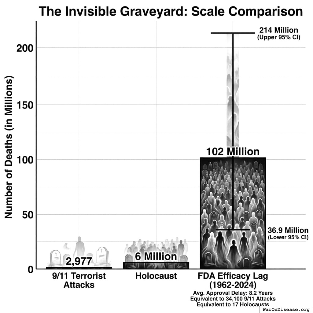 The FDA has killed more people than the Holocaust, but they did it by accident while trying to help, which is somehow more disturbing.